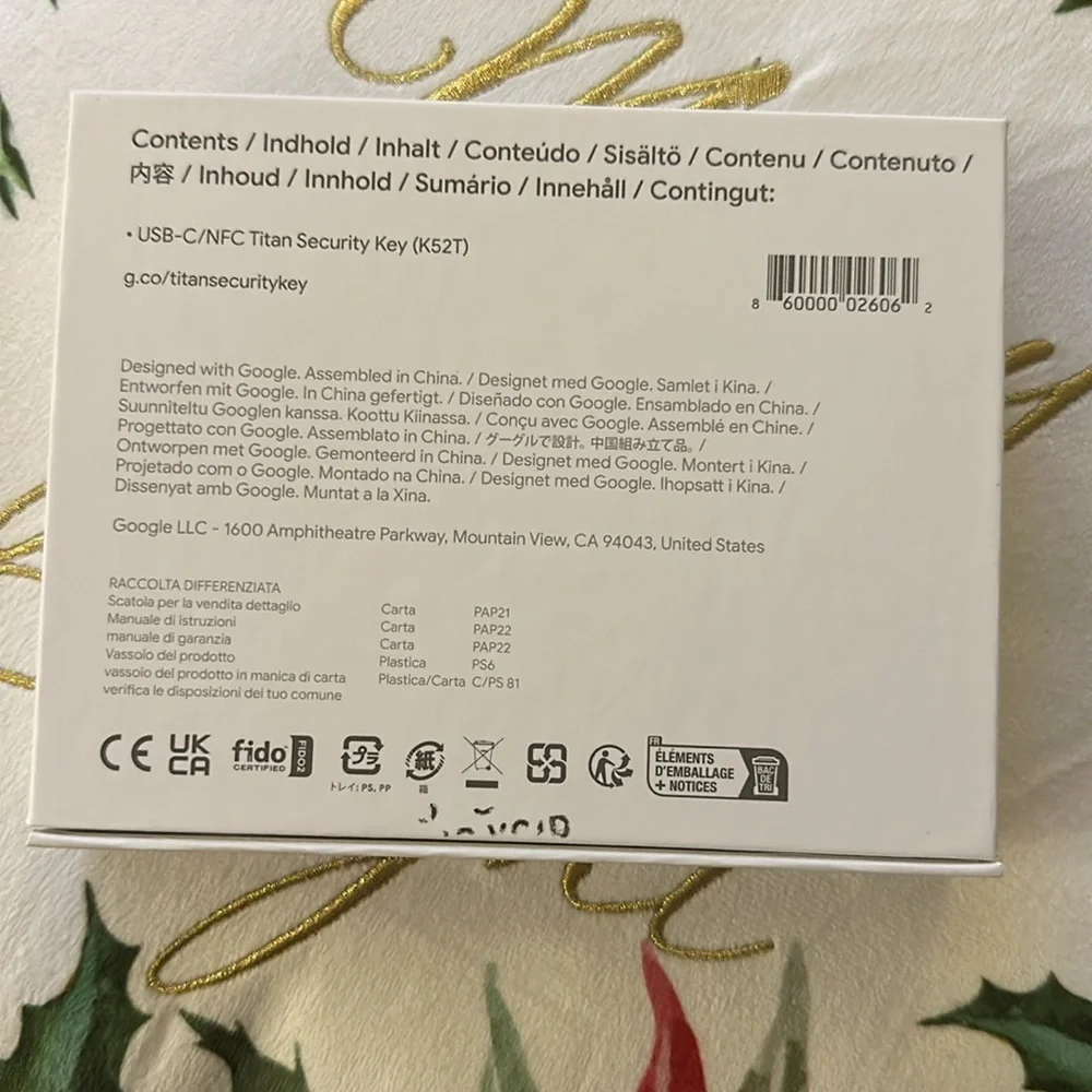 New open 2023 Google Titan Security Key‎ FIDO2 USB-C + NFC K52T